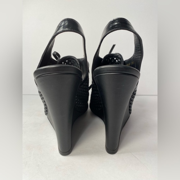 Balenciaga open toe perforated wedge sandals black 38.5 - Picture 5 of 9